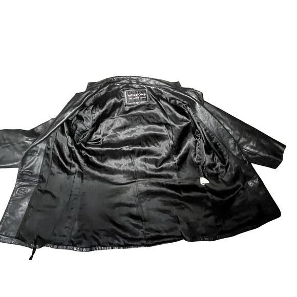 Wilsons Leather Jacket Womens Small Black Button Front Blazer Coat Classic Style - Picture 5 of 10